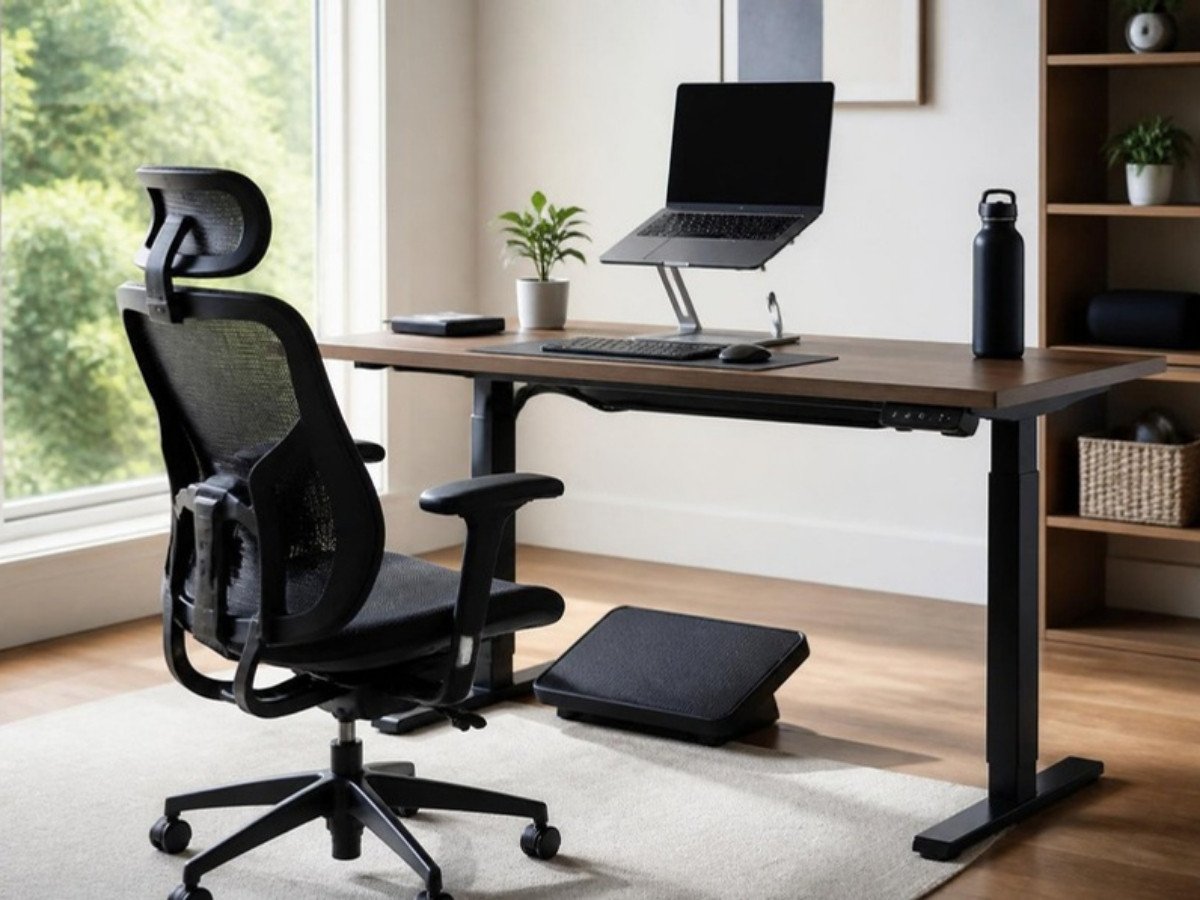 Ergonomic desk setup for back and neck pain