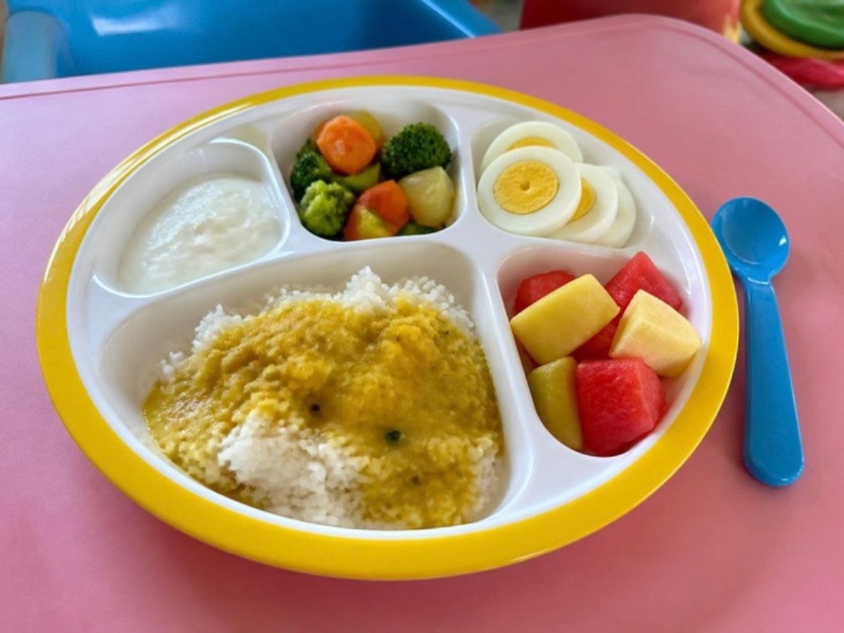 Healthy toddler meal plate, child nutrition advice
